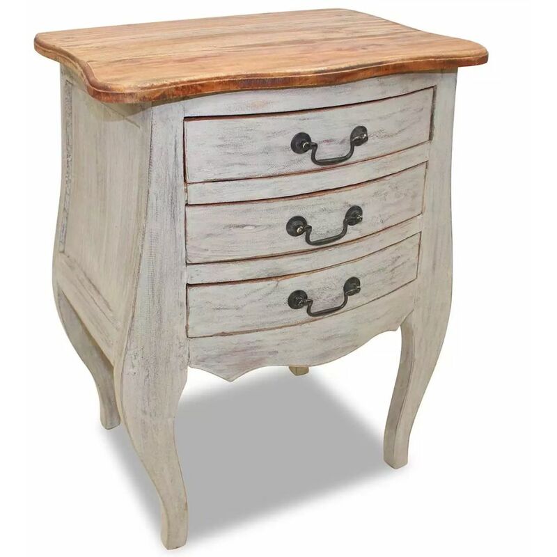 

Mesita de noche de madera maciza reciclada 48x35x64 cm