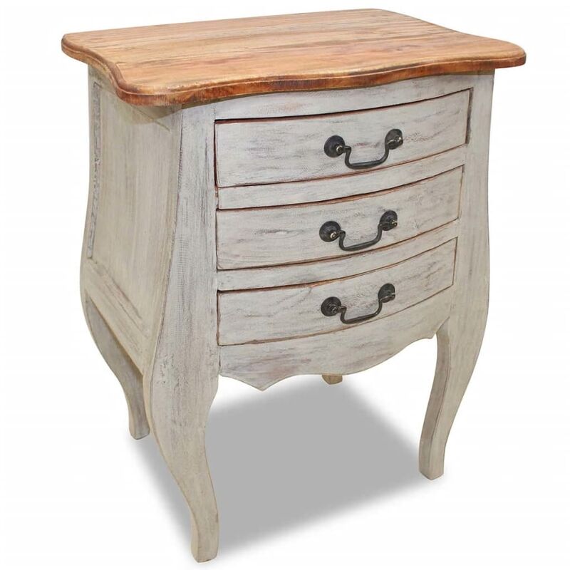

Mesita de noche de madera maciza reciclada 48x35x64 cm