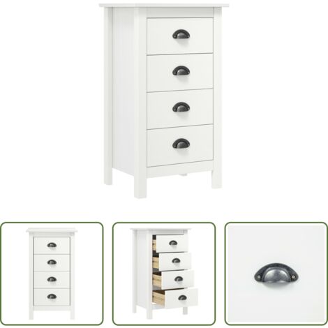 Mesita de noche de madera -  Mesita de noche Hill madera maciza de pino blanco 46x35x49,5 cm