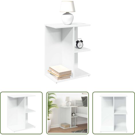 Mesita de noche de madera -  Mesita de noche madera contrachapada blanco 46,5x29x61cm