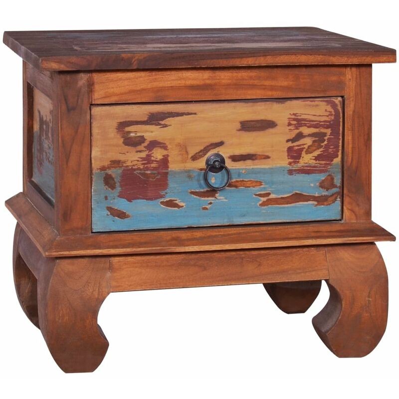 

Happyshopping - Mesita de noche de madera reciclada de teca 45x35x40 cm