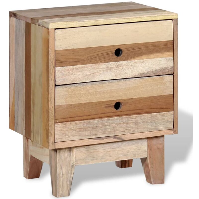 

Mesita de noche de madera reciclada maciza - Marrón