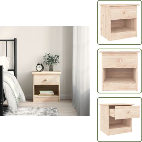 Mesita de noche de madera - vidaXL Mesita de noche ALTA madera maciza de pino 41x35x41 cm - Mesita de noche alta