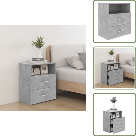 Mesita de noche de madera - vidaXL Mesita de noche gris hormigón 50x32x60 cm - Mesita de noche escandinava