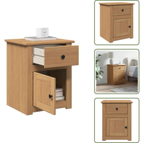Mesita de noche de madera - vidaXL Mesita de noche Panama madera maciza de pino 46x40x57 cm - Mesita de noche con cajón