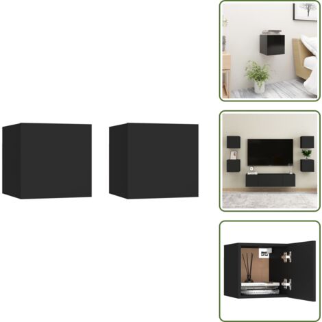 Mesita de noche de madera - vidaXL Mesitas de noche 2 uds madera ingeniería negro 30,5x30x30 cm - Mesita de noche con compartimento