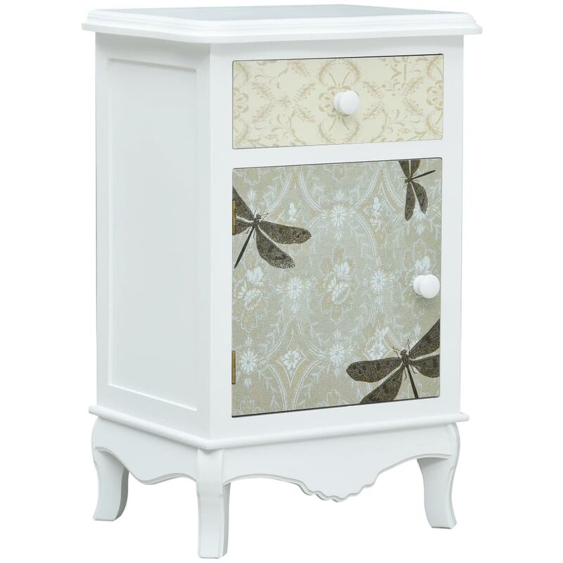 

Mesita de noche de MDF blanca y gris 40x30x62 cm