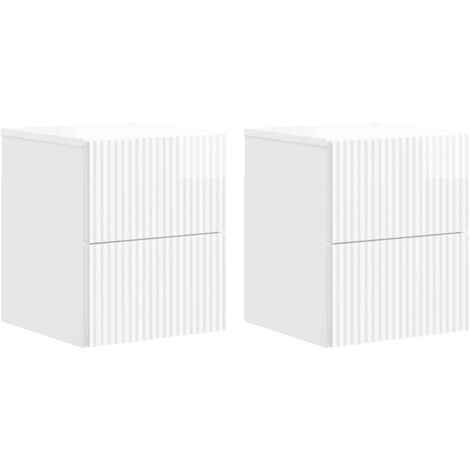 Mesita de Noche de Pared 2 pcs Brillante 33 x 34,5 x 40 cm