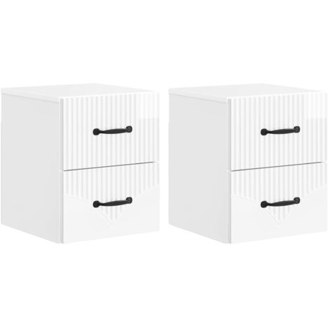 Mesita de Noche de Pared 2 pcs Brillante 34,5 x 33 x 40 cm