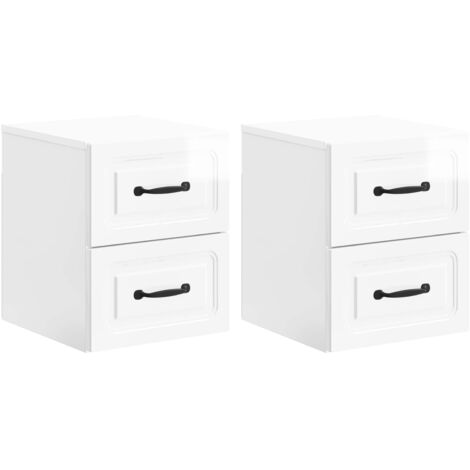 Mesita de Noche de Pared 2 pcs Brillante 34,5 x 33 x 40 cm