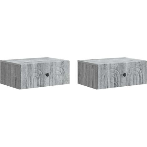 Mesita de Noche de Pared 2 pcs Gris 49 x 34,5 x 20 cm