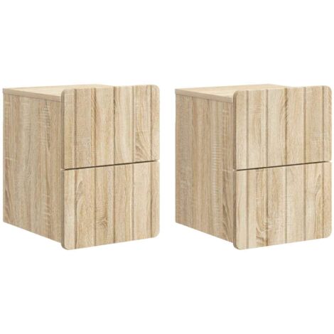 Mesita de Noche de Pared 2 pcs Roble 33 x 34,5 x 43 cm