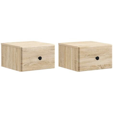 Mesita de Noche de Pared 2 pcs Roble  34,5 x 33 x 20 cm
