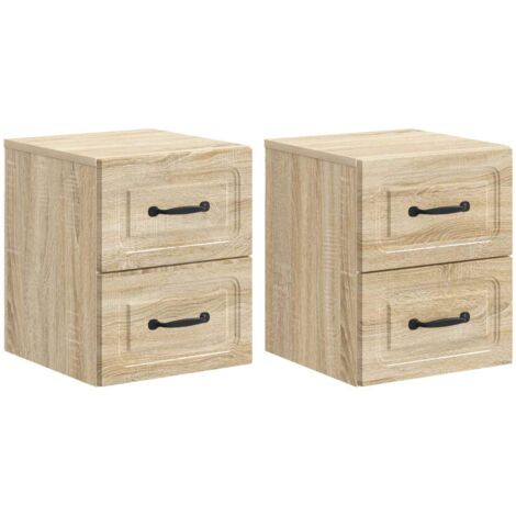 Mesita de Noche de Pared 2 pcs Roble 34,5 x 33 x 40 cm