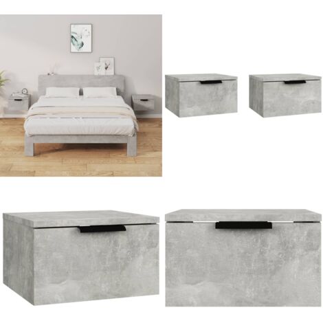 Mesita de noche de pared 2 uds color gris hormigón 34x30x20 cm - Mesita de pared - Mesita de noche de pared