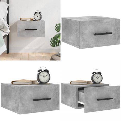 Mesita de noche de pared color gris hormigón 35x35x20 cm - Mesita de pared - Mesita de noche de pared