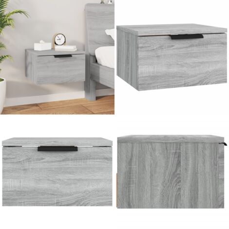 Mesita de noche de pared color gris Sonoma 34x30x20 cm - Mesita de pared - Mesita de noche de pared