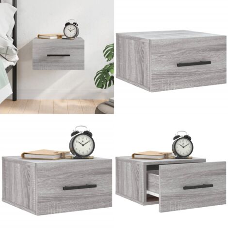 Mesita de noche de pared color gris Sonoma 35x35x20 cm - Mesita de pared - Mesita de noche gris