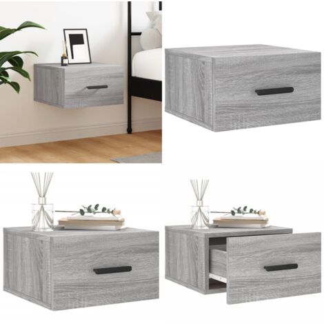Mesita de noche de pared color gris Sonoma 35x35x20 cm - Mesita de pared - Mesita de noche gris