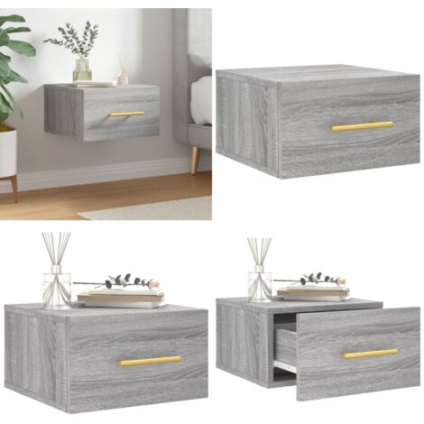Mesita de noche de pared color gris Sonoma 35x35x20 cm - Mesita de pared - Mesita de noche gris