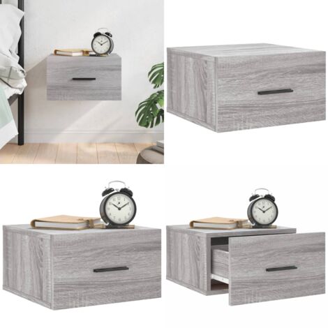 Mesita de noche de pared color gris Sonoma 35x35x20 cm - Mesita de pared - Mesita de noche gris