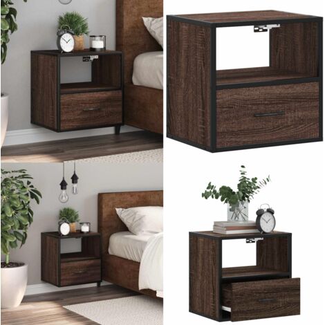 Mesita de noche de pared color roble marrón 40x31x39,5 cm - Mesita de pared - Almacenamiento en pared