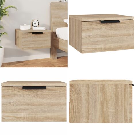 Mesita de noche de pared color roble Sonoma 34x30x20 cm - Mesita de pared - Mesita de noche de madera