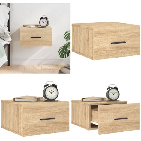 Mesita de noche de pared color roble Sonoma 35x35x20 cm - Mesita de pared - Mesita de noche de pared