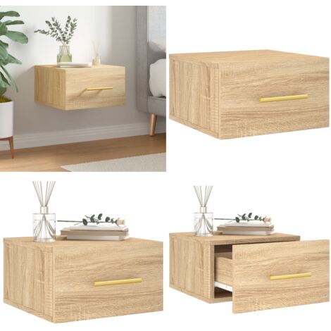 Mesita de noche de pared color roble Sonoma 35x35x20 cm - Mesita de pared - Mesita de noche de pared