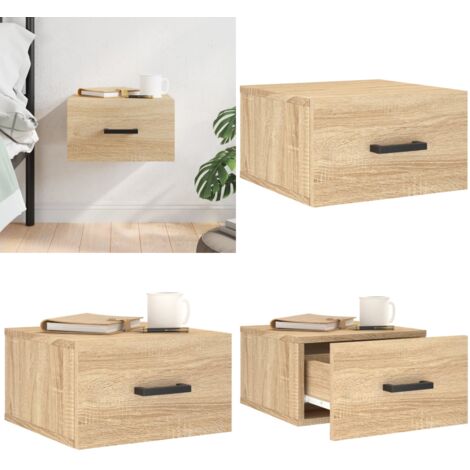 Mesita de noche de pared color roble Sonoma 35x35x20 cm - Mesita de pared - Mesita de noche de pared