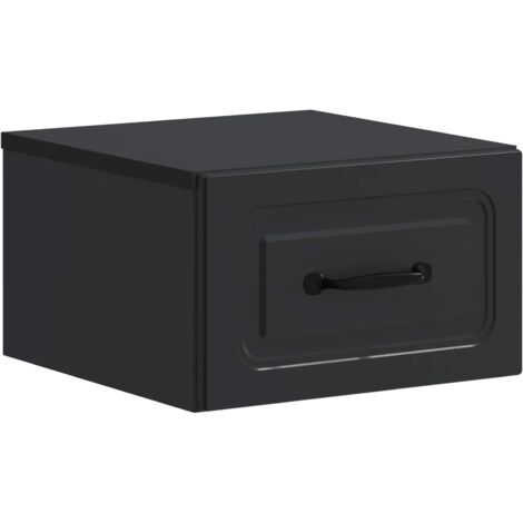 Mesita de Noche de Pared con cajón Negro 34,5 x 33 x 20 cm