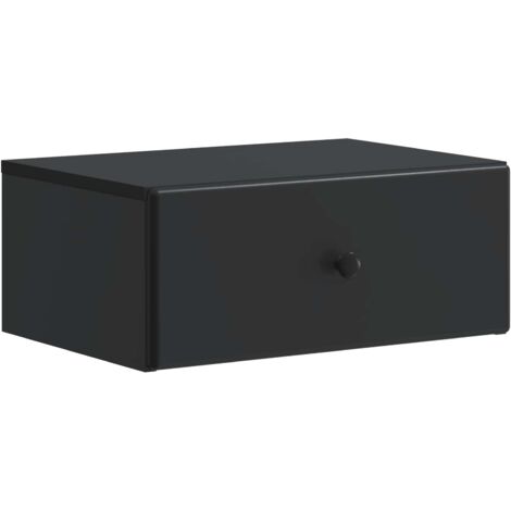 Mesita de Noche de Pared con cajón Negro 49 x 34,5 x 20 cm