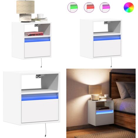 Mesita de noche de pared con luces LED blanco - Luz LED - Mesita de pared