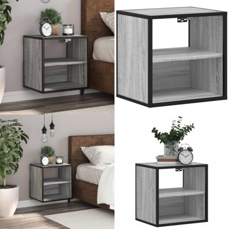 Mesita de noche de pared gris sonoma 40x31x39,5 cm - Mesita de pared - Almacenamiento en pared