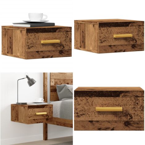 Mesita de noche de pared madera envejecida 35x35x20 cm - Mesita de pared - Almacenamiento en pared