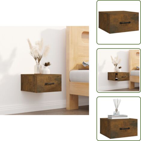 Mesita de noche de pared, Mesilla de Noche, Comoda, Mesa Auxiliar roble ahumado 35x35x20 cm BGT22375 MaisonChic