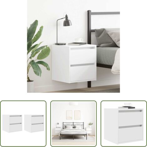 Mesita de noche de pared -  Mesillas de noche de pared 2 uds blanco 38x34x40 cm