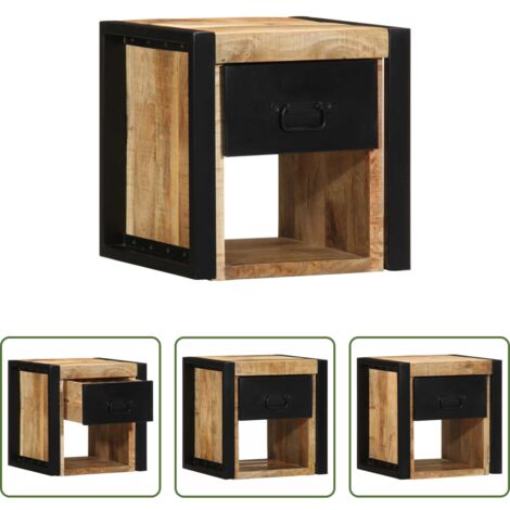 Mesita de noche de pared - Mesita de noche madera maciza de mango 40x35x40 cm