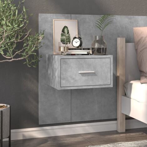 MAISONCHIC Mesita de noche de pared para Dormitorio Mesa auxiliar color gris hormigón ES15504A