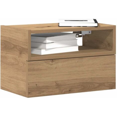 Mesita de noche de pared roble artesano 45x26x28,5 cm