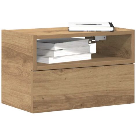 Mesita de noche de pared roble artesano 45x26x28,5 cm vidaXL