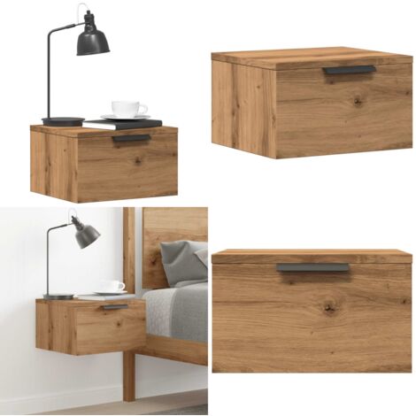 Mesita de noche de pared roble artisan 34x30x20 cm - Mesita de pared - Almacenamiento