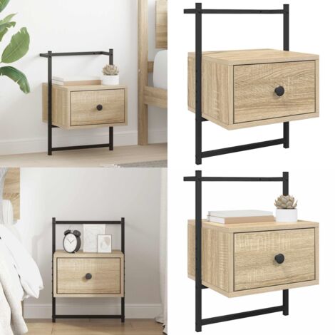 Mesita de noche de pared roble Sonoma 35x30x51 cm - Mesita de pared - Almacenamiento