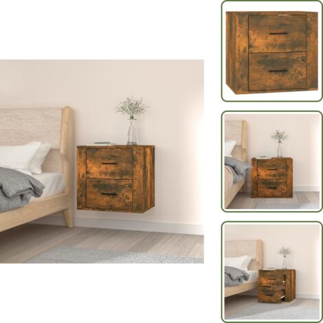 Mesita de noche de pared，Mesa Auxiliar，Mesilla de noche flotante color roble ahumado 50x36x47 cm NEIN17814 MaisonChic