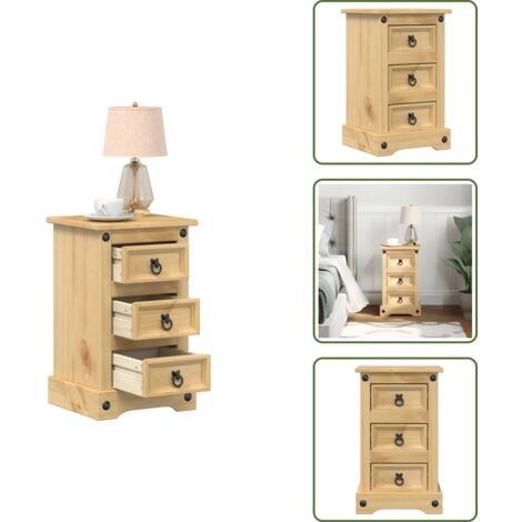 Mesita de noche de pino - vidaXL Mesita de noche Corona madera maciza de pino 35x32,5x58 cm -