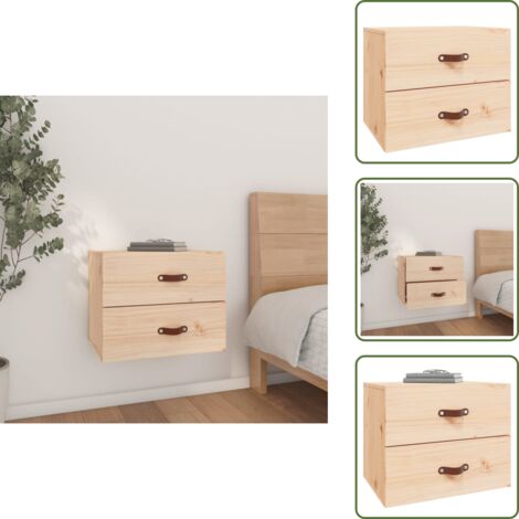 Mesita de noche de pino - vidaXL Mesita de noche de pared 50x36x40 cm - Mesita de noche moderna