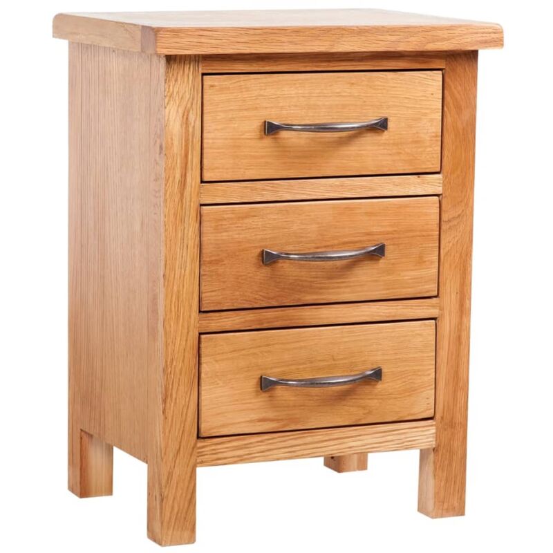 

vidaXL Mesita de noche con 3 cajones madera maciza roble 40x30x54 cm - Marrón