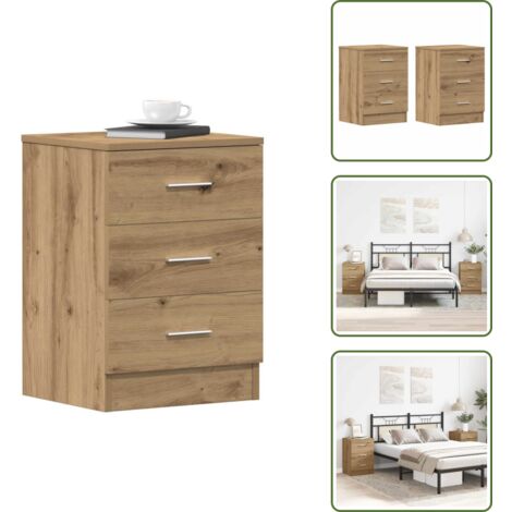 Mesita de noche de roble - vidaXL Mesitas de noche 2 uds madera roble artisan 38x35x55 cm - Mesita de noche para dormitorio