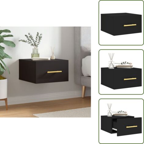 Mesita de noche decorativa - vidaXL Mesita de noche de pared negro 35x35x20 cm - Mesita de noche para dormitorio