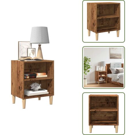 Mesita de noche decorativa - vidaXL Mesita de noche madera de ingeniería envejecida 40x30x50 cm - Mesita de noche con espacio
